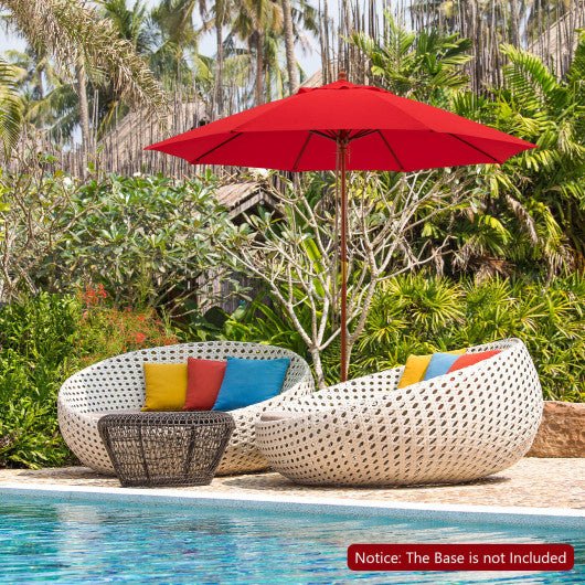  - 9.5 Feet Pulley Lift Round Patio Umbrella with Fiberglass Ribs - Red - Outdoor Style Company