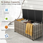  - 96 Gallon PE Wicker Outdoor Storage Box with 4 Wheels - Outdoor Style Company