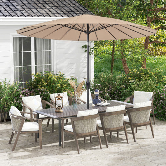 9 Feet Round Patio Umbrella with 18 Fiberglass Ribs-Tan