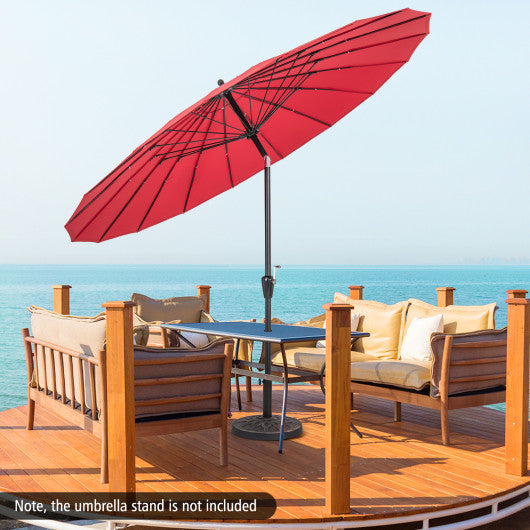 9 Feet Round Patio Umbrella with 18 Fiberglass Ribs-Wine