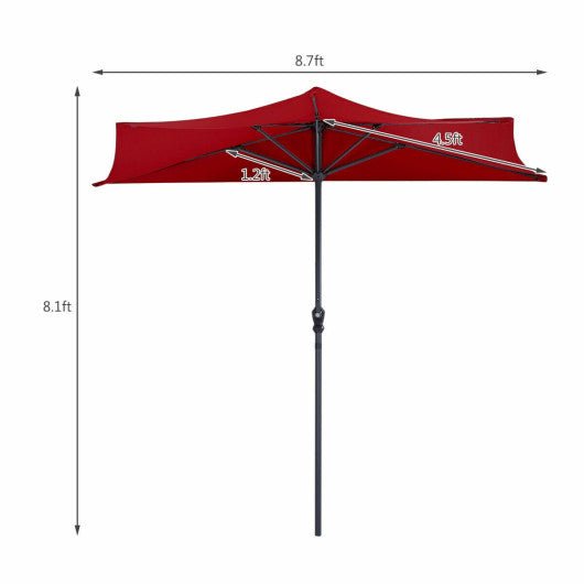  - 9Ft Patio Bistro Half Round Umbrella - Outdoor Style Company