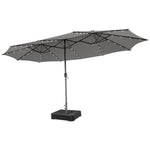 15 Feet Double-Sided Patio Umbrella with 48 LED Lights-Gray