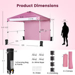 10 x 10 Feet Foldable Commercial Pop-up Canopy with Roller Bag and Banner Strip-Pink