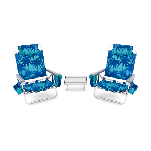  - 2 Packs 5 - Position Outdoor Folding Backpack Beach Table Chair Reclining Chair Set - Outdoor Style Company