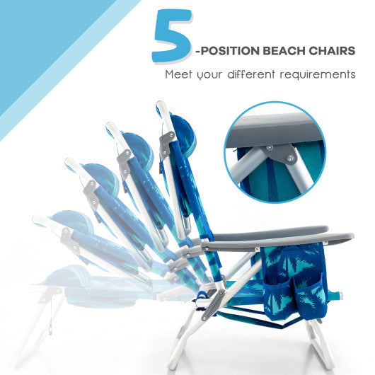  - 2 Packs 5 - Position Outdoor Folding Backpack Beach Table Chair Reclining Chair Set - Outdoor Style Company