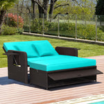  - Patio Rattan Daybed with 4 - Level Adjustable Backrest and Retractable Side Tray - Outdoor Style Company