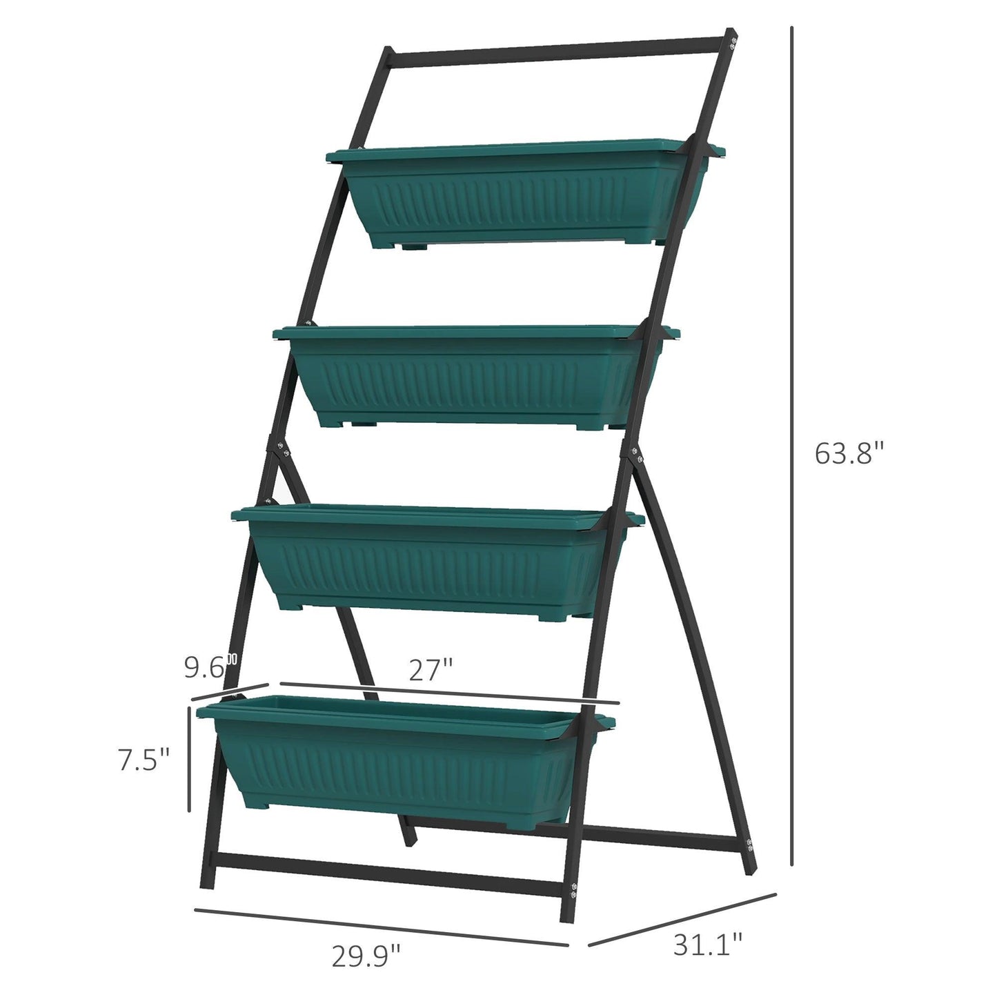 Outsunny 4-Tier Vertical Raised Garden Planter with 4 Boxes, Outdoor Plant Stand Grow Container for Vegetable & Flowers, Green