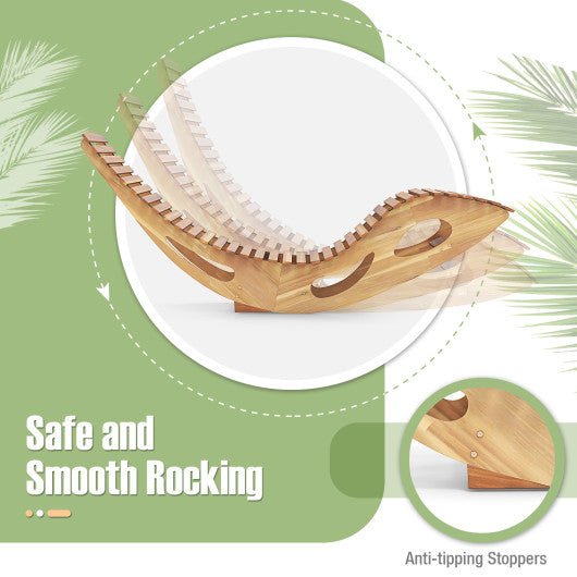  - Acacia Wood Patio Rocking Sun Lounger Chaise Lounge with Ergonomic Curved Seat - Outdoor Style Company