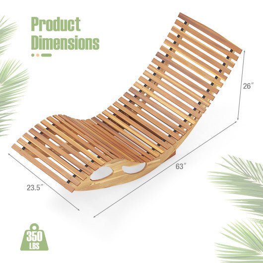  - Acacia Wood Patio Rocking Sun Lounger Chaise Lounge with Ergonomic Curved Seat - Outdoor Style Company