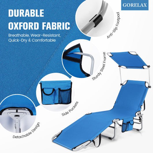  - Adjustable Outdoor Beach Patio Pool Recliner with Sun Shade - Outdoor Style Company