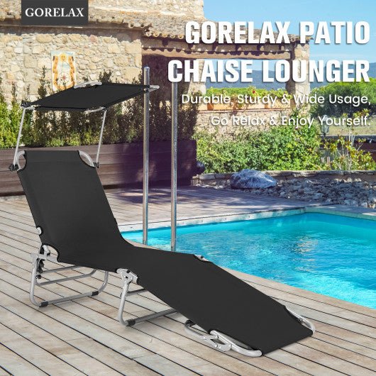  - Adjustable Outdoor Beach Patio Pool Recliner with Sun Shade - Outdoor Style Company