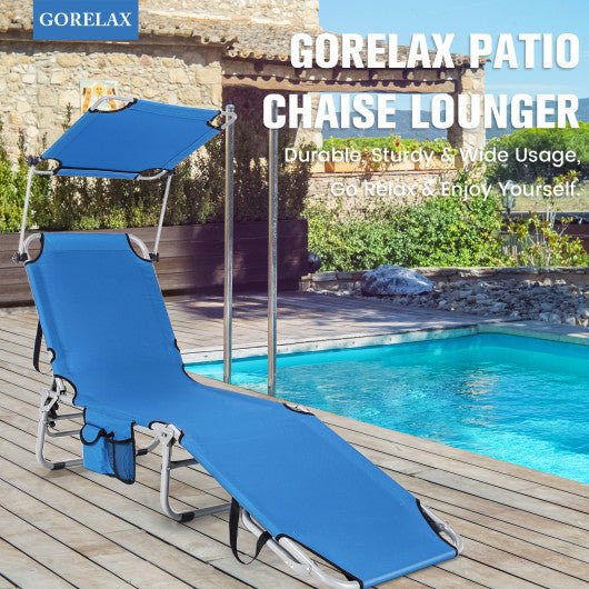  - Adjustable Outdoor Beach Patio Pool Recliner with Sun Shade - Outdoor Style Company