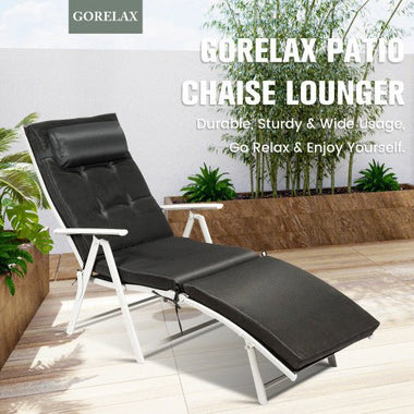  - Adjustable Outdoor Lightweight Folding Chaise Lounge Chair with Pillow - Outdoor Style Company