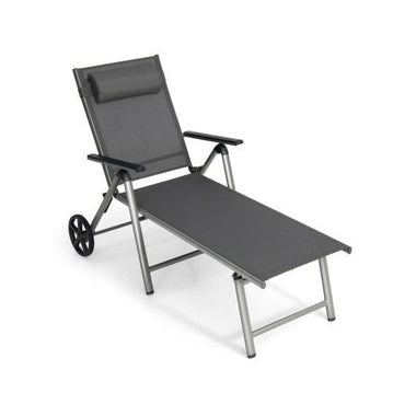  - Adjustable Patio Folding Chaise Lounge Chair with Wheels - Outdoor Style Company