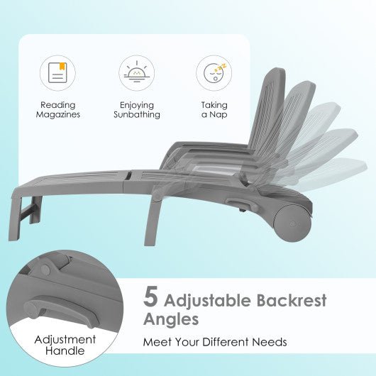  - Adjustable Patio Sun Lounger with Weather Resistant Wheels - Outdoor Style Company