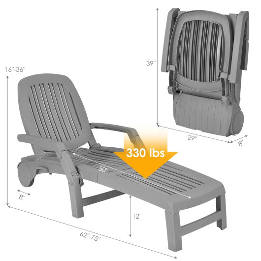  - Adjustable Patio Sun Lounger with Weather Resistant Wheels - Outdoor Style Company
