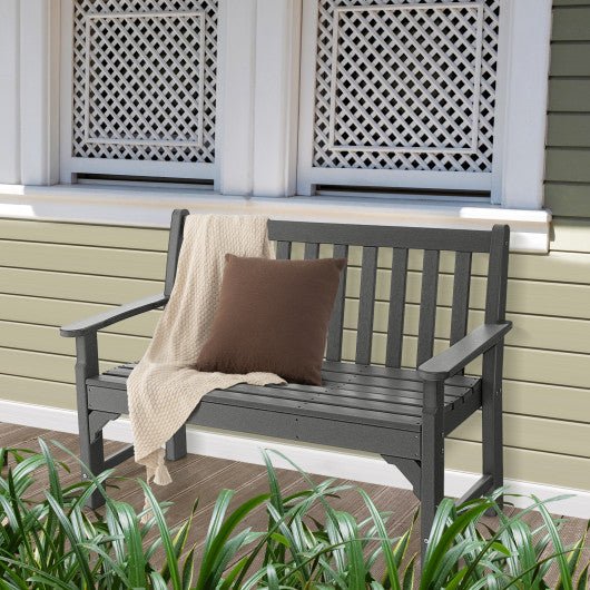 - All - Weather HDPE 2 - Person Garden Bench with Backrest and Armrests - Outdoor Style Company