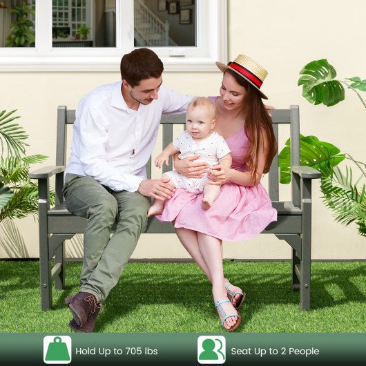  - All - Weather HDPE 2 - Person Garden Bench with Backrest and Armrests - Outdoor Style Company