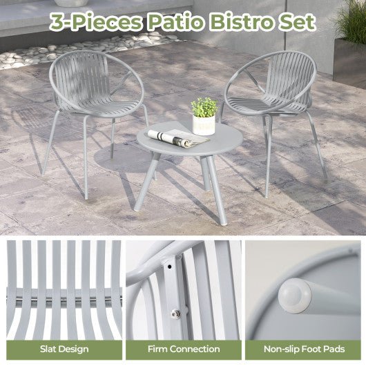  - All Weather PP Patio Conversation Set with Round Coffee table and 2 Chairs - Outdoor Style Company