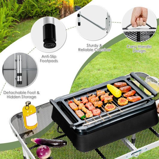  - Aluminum Grill Table with Iron Mesh Top - Outdoor Style Company