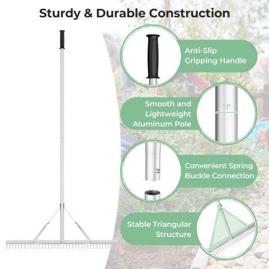  - Aluminum Rake with 36 Inch Wide Rake Head and 68 Inch Long Handle - Outdoor Style Company