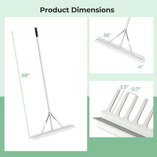  - Aluminum Rake with 36 Inch Wide Rake Head and 68 Inch Long Handle - Outdoor Style Company