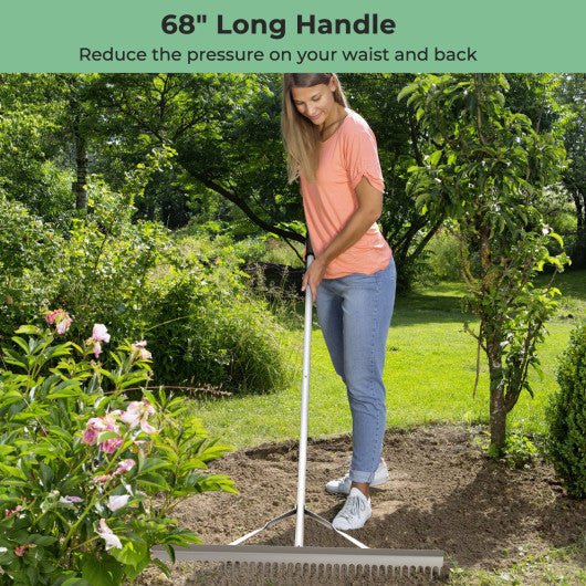  - Aluminum Rake with 36 Inch Wide Rake Head and 68 Inch Long Handle - Outdoor Style Company