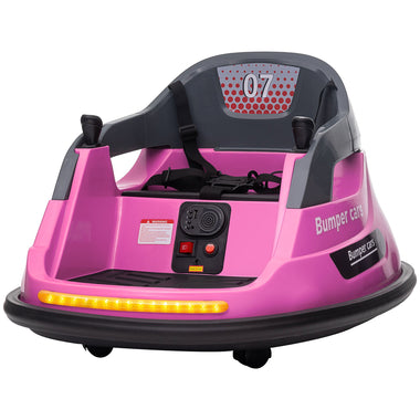 -Aosom 12V Bumper Car for Kids 360Â° Rotation W/ Safety Belt, Pink - Outdoor Style Company