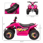 -Aosom 6V Kids Ride-on ATV Four Wheeler Car, Children Battery Operated Car with Forward/ Reverse Switch for18-36 Months Old Toddlers, Pink - Outdoor Style Company