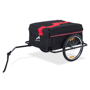 -Aosom Bike Cargo Trailer Elite Two-Wheel Bicycle Large Cargo Wagon Trailer with Oxford Fabric Folding Storage & Removable Cover - Red - Outdoor Style Company
