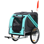 -Aosom Bike Trailer Cargo Cart for Dogs and Pets with 3 Entrances Large Wheels for Off-Road & Mesh Screen, Blue/Grey - Outdoor Style Company