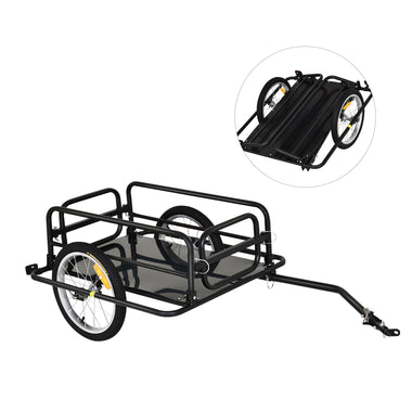 -Aosom Cycle Utility Trailer All-terrain Folding Bicycle Storage Cart with Hitch for Pavement, Gravel, Grass, Sand, Mud, Hills - Outdoor Style Company