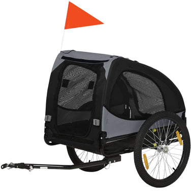 -Aosom Dog Bike Trailer with Hitch Coupler, Quick Release Wheels, Reflectors, Flag for Medium Dogs, Black - Outdoor Style Company