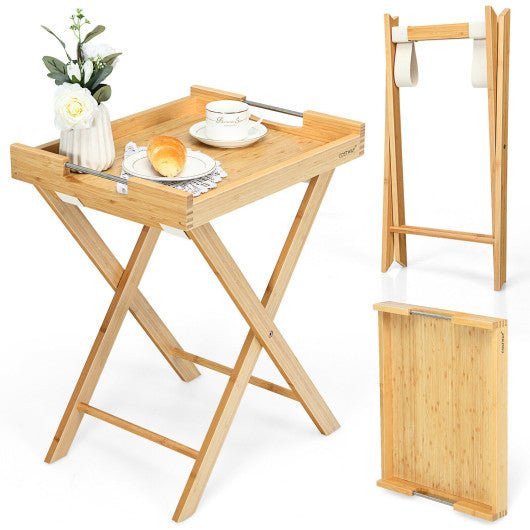  - Bamboo Lipped Multi - Functional Snack Side Table - Outdoor Style Company