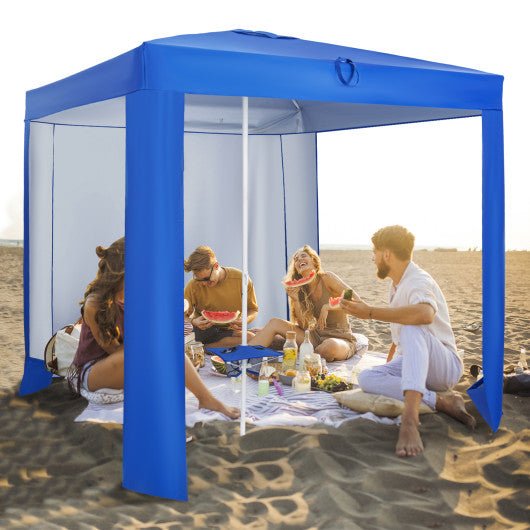  - Beach Canopy Tent with Detachable Sidewall and Folding Table - Blue - Outdoor Style Company