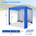  - Beach Canopy Tent with Detachable Sidewall and Folding Table - Blue - Outdoor Style Company