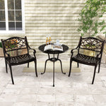  - Cast Aluminum Dining Chairs Set of 2 with Patio Chairs Armrests Flower Pattern - Outdoor Style Company