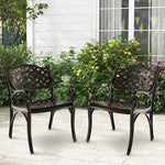  - Cast Aluminum Dining Chairs Set of 2 with Patio Chairs Armrests Flower Pattern - Outdoor Style Company