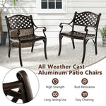  - Cast Aluminum Dining Chairs Set of 2 with Patio Chairs Armrests Flower Pattern - Outdoor Style Company