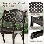  - Cast Aluminum Patio Chairs Set of 2 Dining Chairs with Armrests Diamond Pattern - Outdoor Style Company