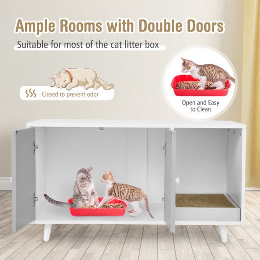  - Cat Litter Box Enclosure with Divider and Double Doors - Outdoor Style Company