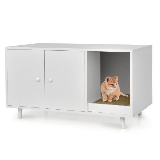  - Cat Litter Box Enclosure with Divider and Double Doors - Outdoor Style Company