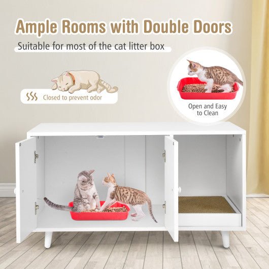  - Cat Litter Box Enclosure with Divider and Double Doors - Outdoor Style Company