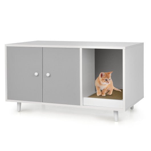  - Cat Litter Box Enclosure with Divider and Double Doors - Outdoor Style Company