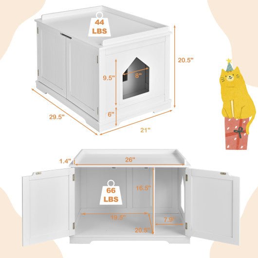  - Cat Litter Box Enclosure with Double Doors for Large Cat and Kitty - Outdoor Style Company