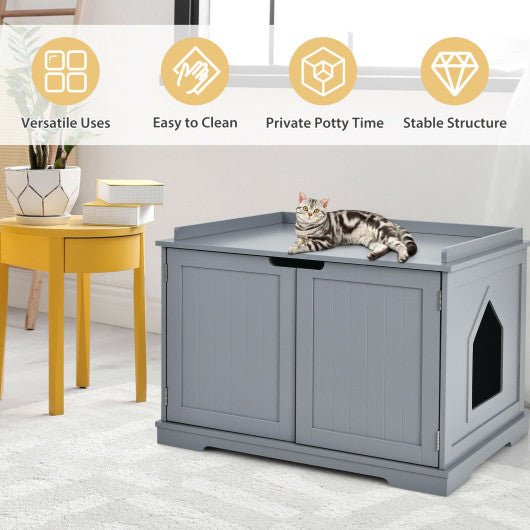  - Cat Litter Box Enclosure with Double Doors for Large Cat and Kitty - Outdoor Style Company