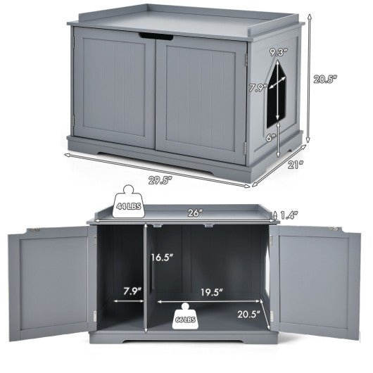  - Cat Litter Box Enclosure with Double Doors for Large Cat and Kitty - Outdoor Style Company