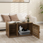  - Cat Litter Box Enclosure with Louvered Door and Open Compartment - Outdoor Style Company