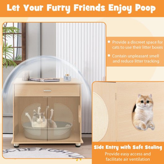  - Cat Litter Box Enclosure with Sisal Scratching Doors and Storage - Outdoor Style Company