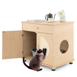  - Cat Litter Box Enclosure with Sisal Scratching Doors and Storage - Outdoor Style Company